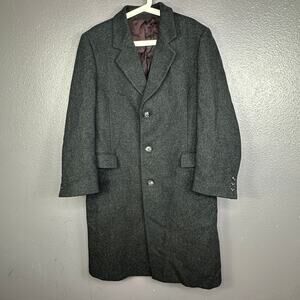 VTG Potomac Collection Mens Gray Wool Full Length Overcoat Top Coat 40 R Regular